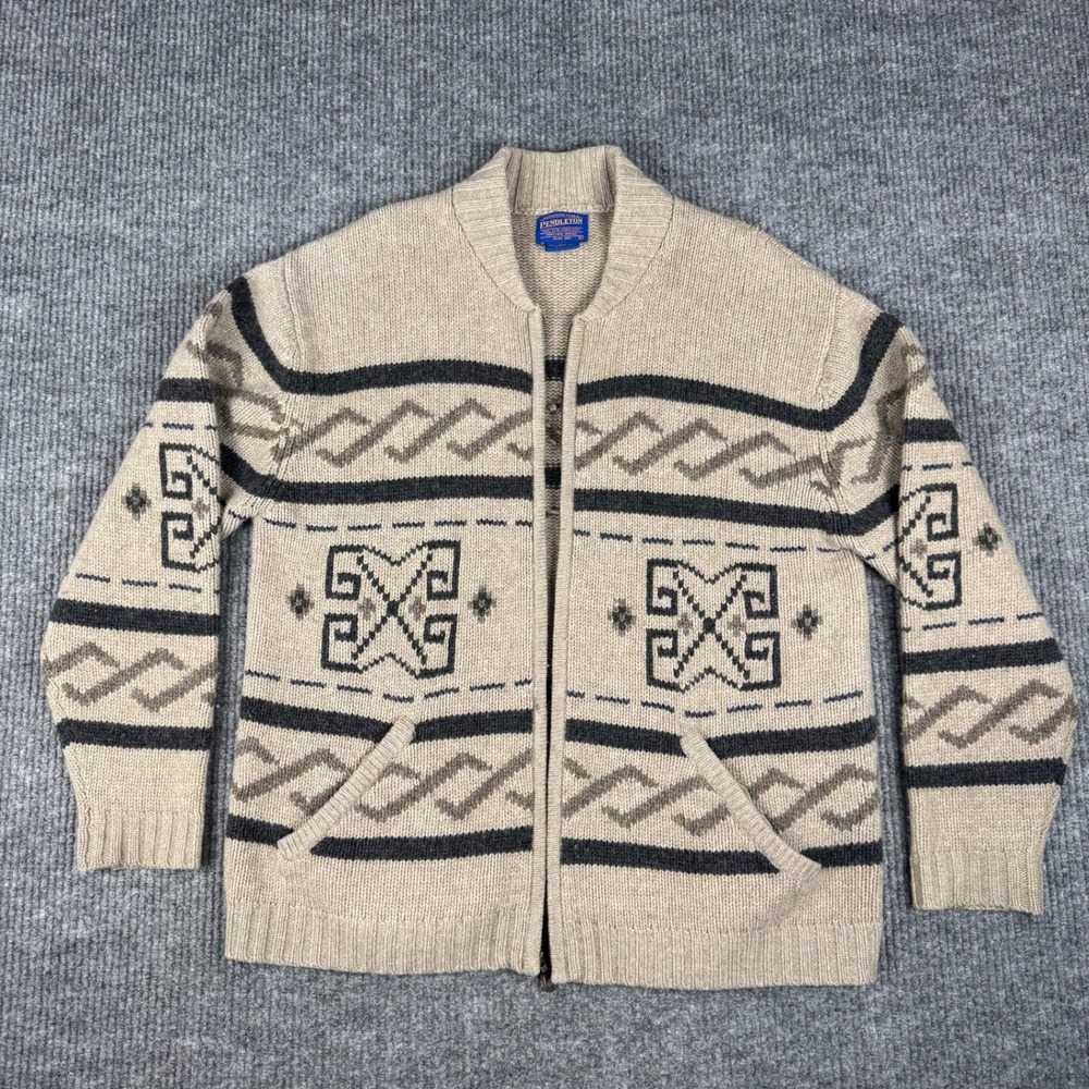 Pendleton Westerley Cardigan Mens XL Lambswool Big Lebowski Dude Sweater Zip